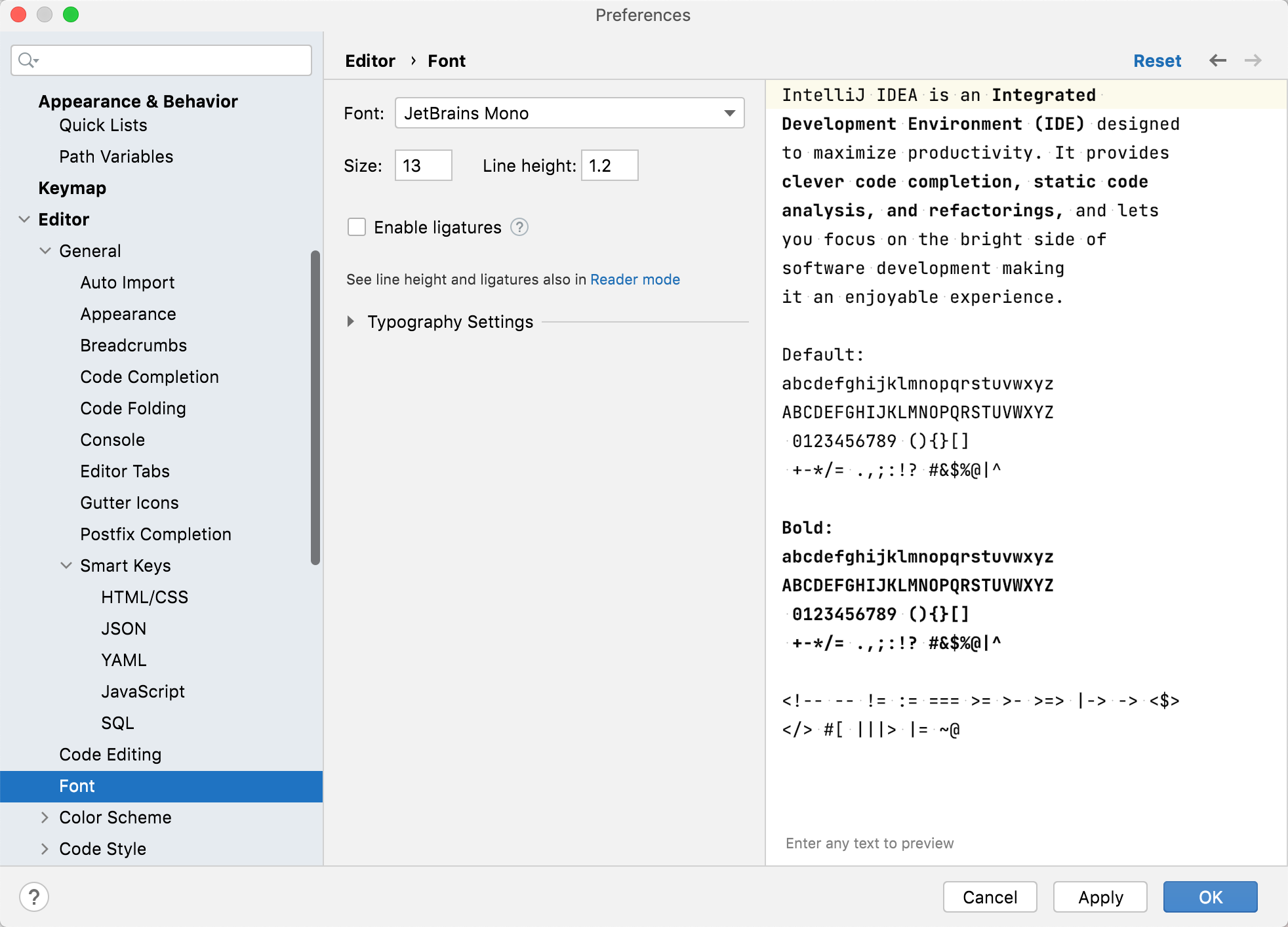 intellij presentation mode font size